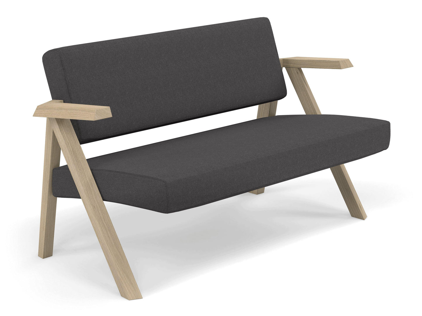 Classic Mid-century Design 2 Seater Sofa Armchair in Slate Grey Fabric-Distinct Designs (London) Ltd
