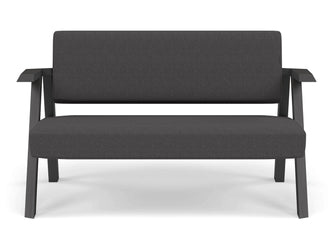 Classic Mid-century Design 2 Seater Sofa Armchair in Slate Grey Fabric-Wenge Oak-Distinct Designs (London) Ltd