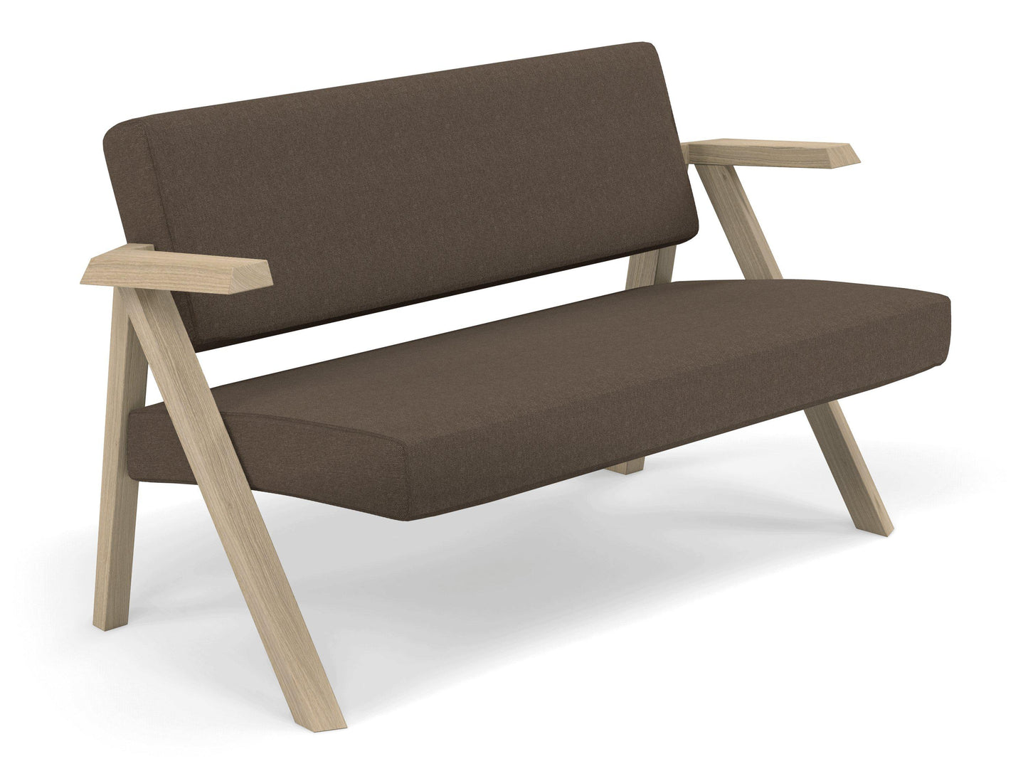 Classic Mid-century Design 2 Seater Sofa Armchair in Coffee Brown Fabric-Distinct Designs (London) Ltd