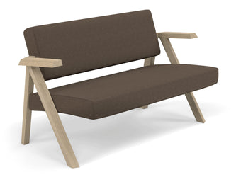 Classic Mid-century Design 2 Seater Sofa Armchair in Coffee Brown Fabric-Distinct Designs (London) Ltd