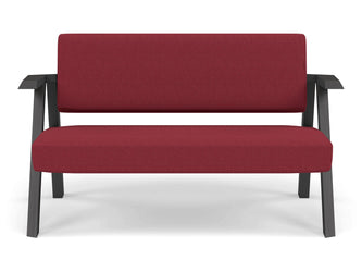 Classic Mid-century Design 2 Seater Sofa Armchair in Rasberry Red Fabric-Wenge Oak-Distinct Designs (London) Ltd