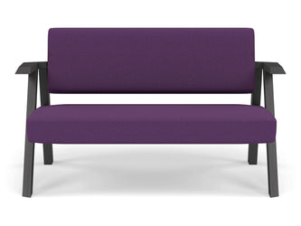 Classic Mid-century Design 2 Seater Sofa Armchair in Deep Purple Fabric-Wenge Oak-Distinct Designs (London) Ltd