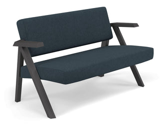 Classic Mid-century Design 2 Seater Sofa Armchair in Denim Blue Fabric-Distinct Designs (London) Ltd