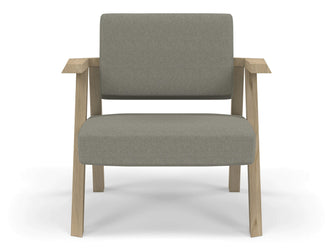 Classic Mid-century Design Armchair in Silver Grey Fabric-Natural Oak-Distinct Designs (London) Ltd