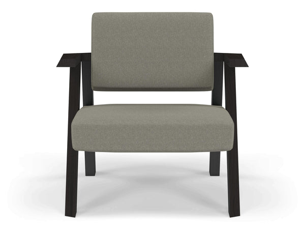 Classic Mid-century Design Armchair in Silver Grey Fabric-Wenge Oak-Distinct Designs (London) Ltd