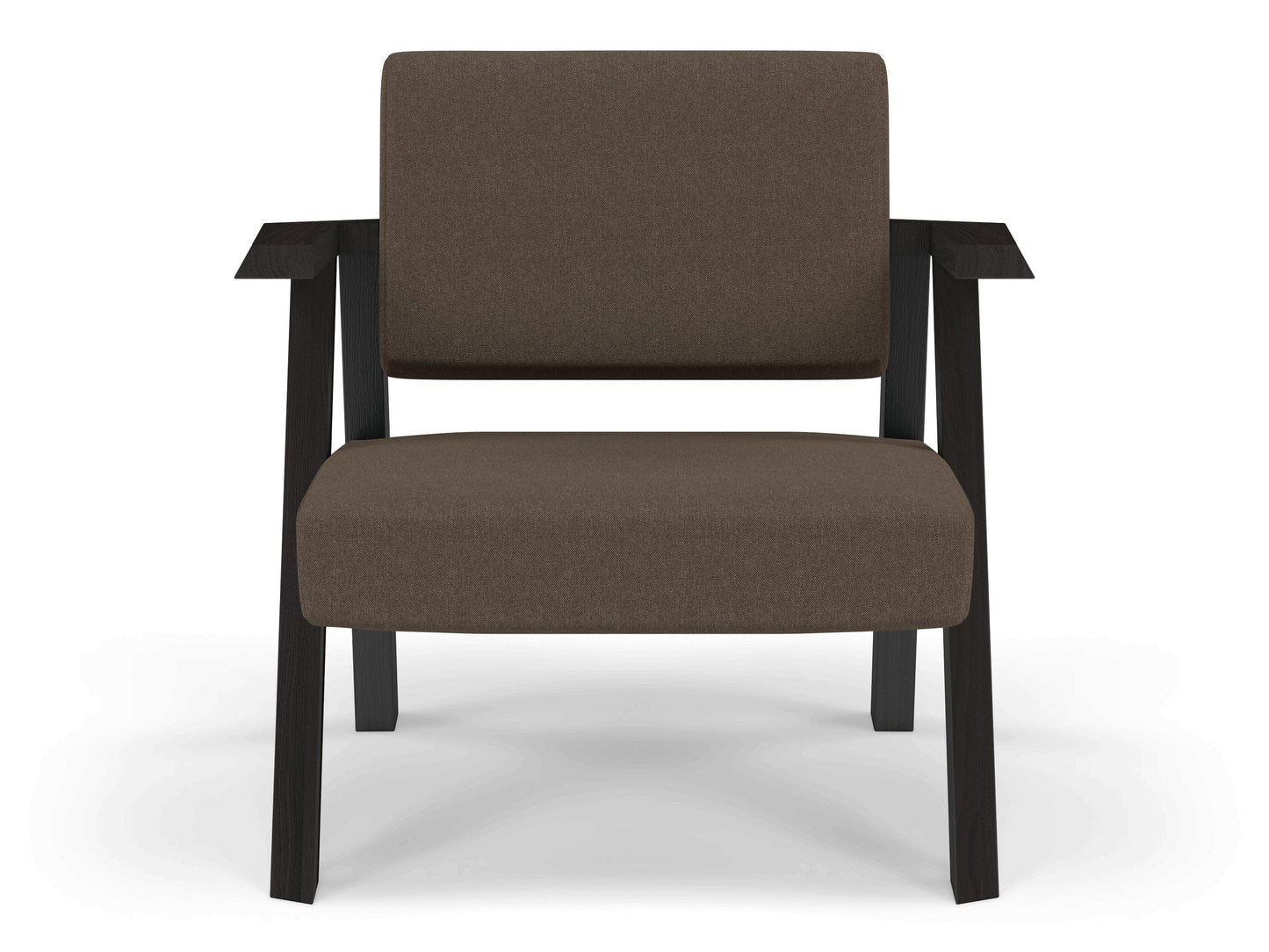 Classic Mid-century Design Armchair in Coffee Brown Fabric-Wenge Oak-Distinct Designs (London) Ltd