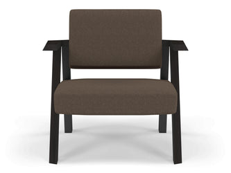 Classic Mid-century Design Armchair in Coffee Brown Fabric-Wenge Oak-Distinct Designs (London) Ltd