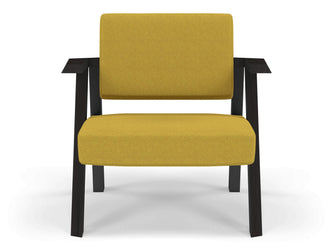 Classic Mid-century Design Armchair in Mustard Yellow Fabric-Wenge Oak-Distinct Designs (London) Ltd