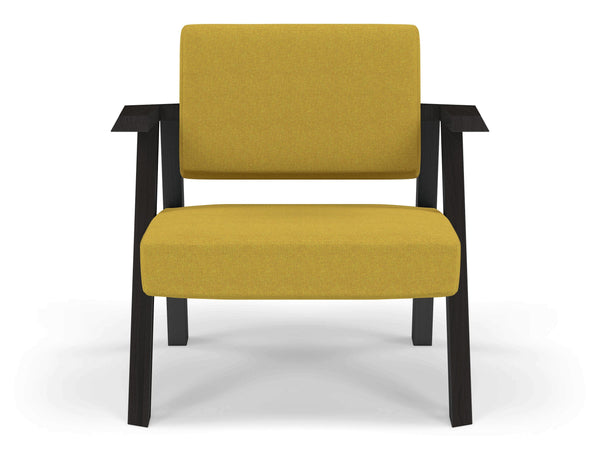 Classic Mid-century Design Armchair in Mustard Yellow Fabric-Wenge Oak-Distinct Designs (London) Ltd