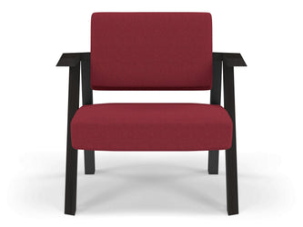 Classic Mid-century Design Armchair in Rasberry Red Fabric-Wenge Oak-Distinct Designs (London) Ltd