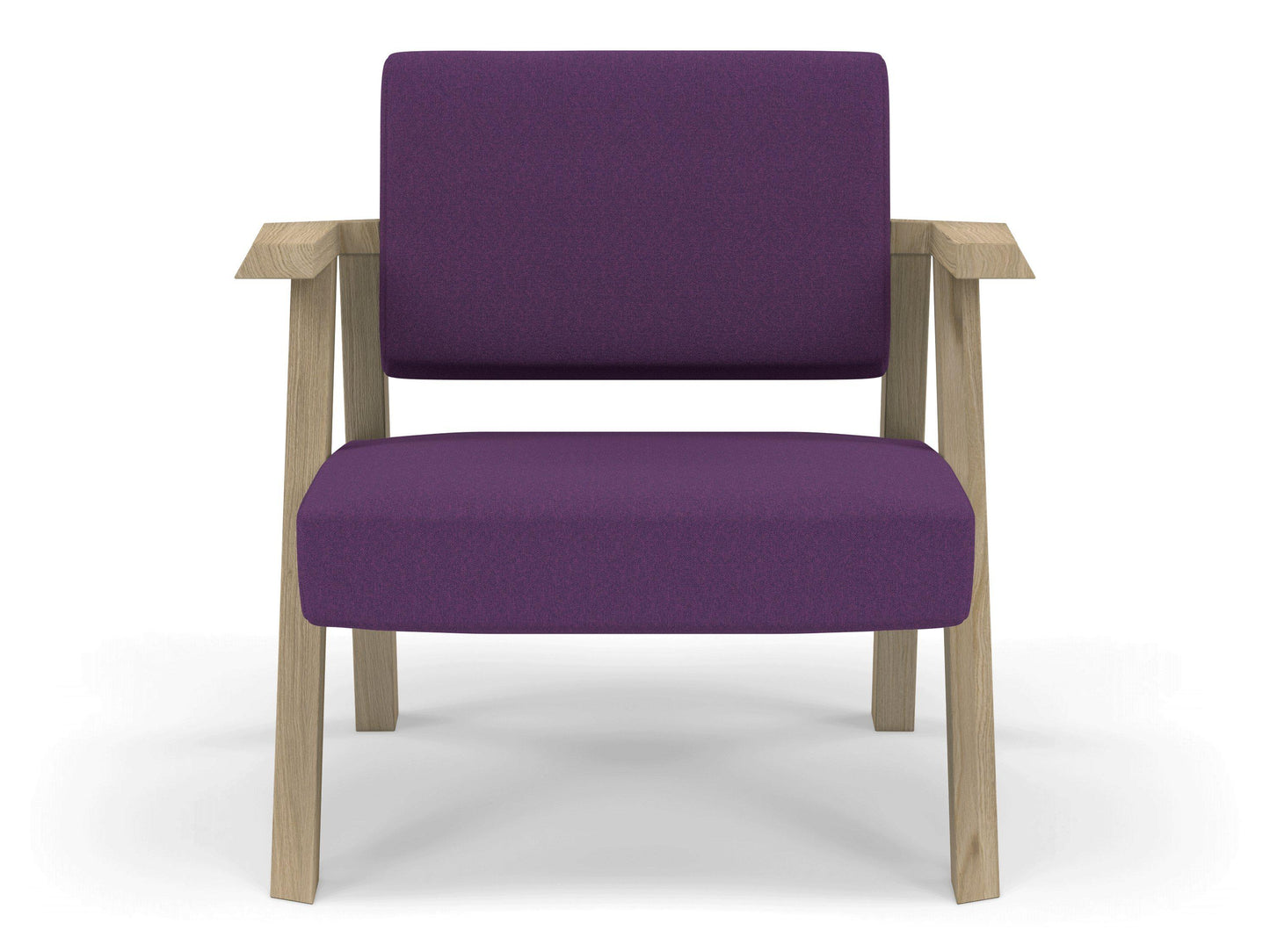 Classic Mid-century Design Armchair in Deep Purple Fabric-Natural Oak-Distinct Designs (London) Ltd