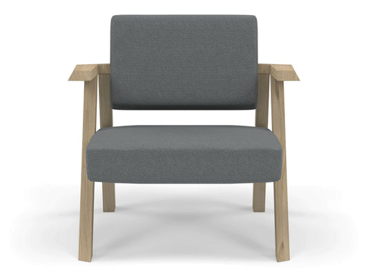 Classic Mid-century Design Armchair in Seaspray Blue Fabric-Natural Oak-Distinct Designs (London) Ltd
