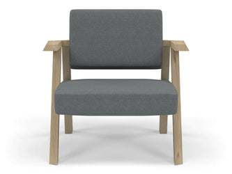 Classic Mid-century Design Armchair in Seaspray Blue Fabric-Natural Oak-Distinct Designs (London) Ltd