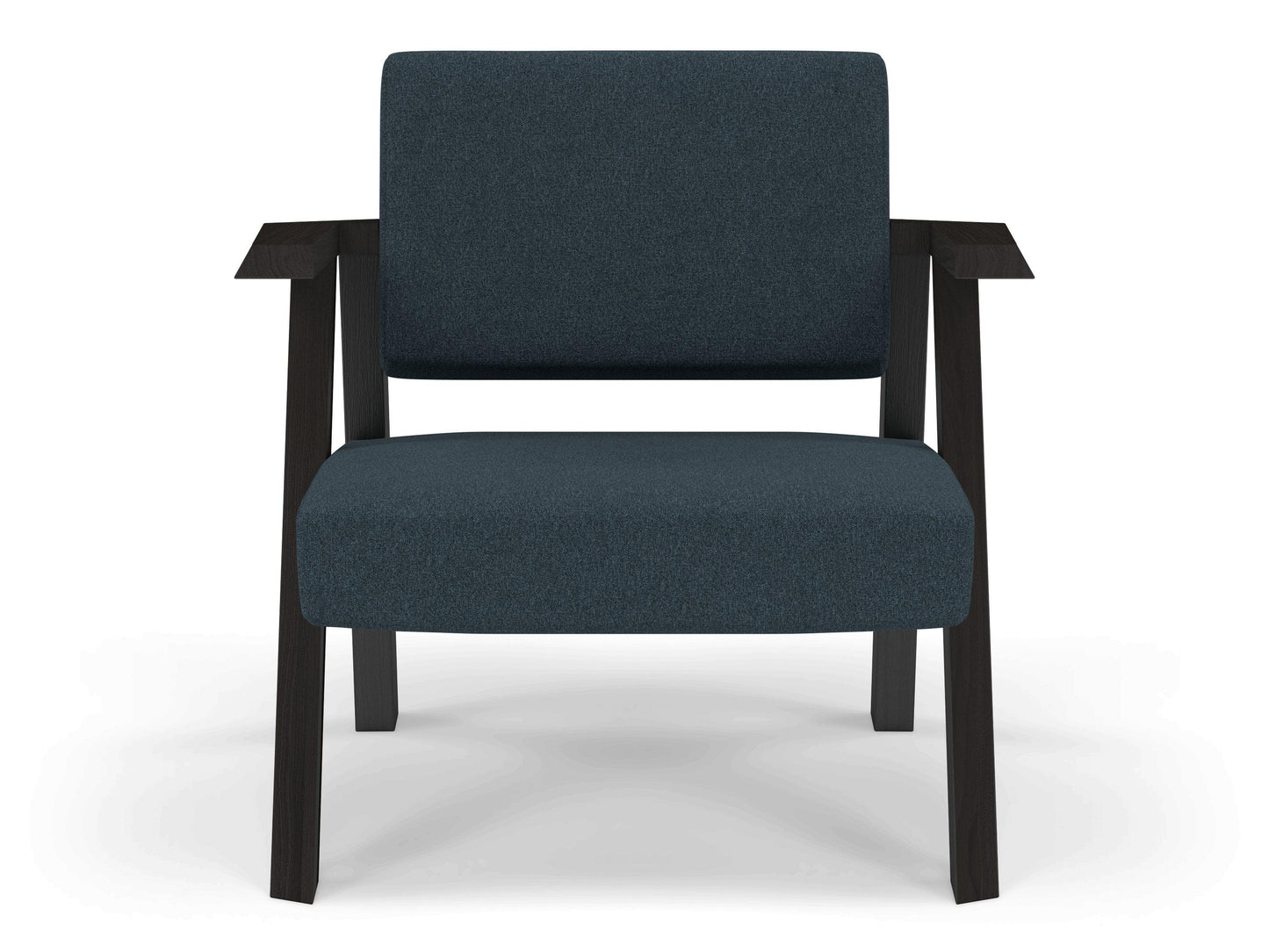 Classic Mid-century Design Armchair in Denim Blue Fabric-Wenge Oak-Distinct Designs (London) Ltd