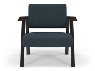 Classic Mid-century Design Armchair in Denim Blue Fabric-Wenge Oak-Distinct Designs (London) Ltd