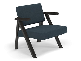 Classic Mid-century Design Armchair in Denim Blue Fabric-Distinct Designs (London) Ltd