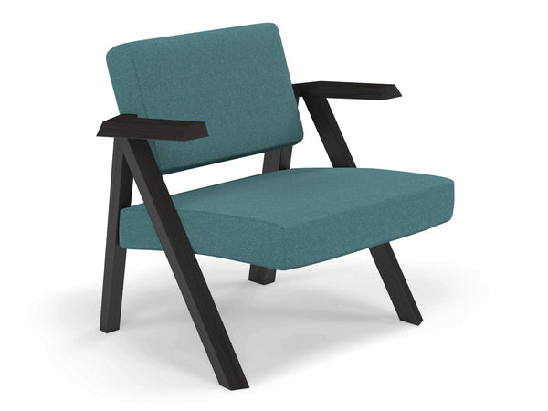 Classic Mid-century Design Armchair in Teal Blue Fabric-Distinct Designs (London) Ltd