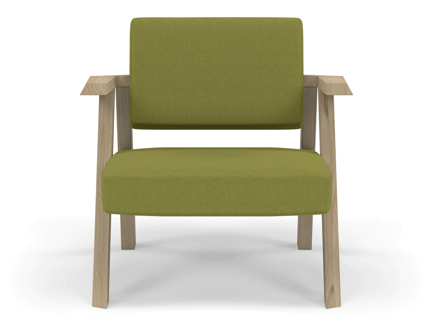Classic Mid-century Design Armchair in Lime Green Fabric-Natural Oak-Distinct Designs (London) Ltd