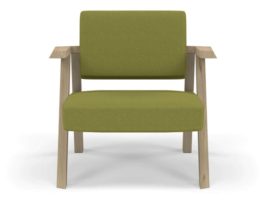 Classic Mid-century Design Armchair in Lime Green Fabric-Natural Oak-Distinct Designs (London) Ltd