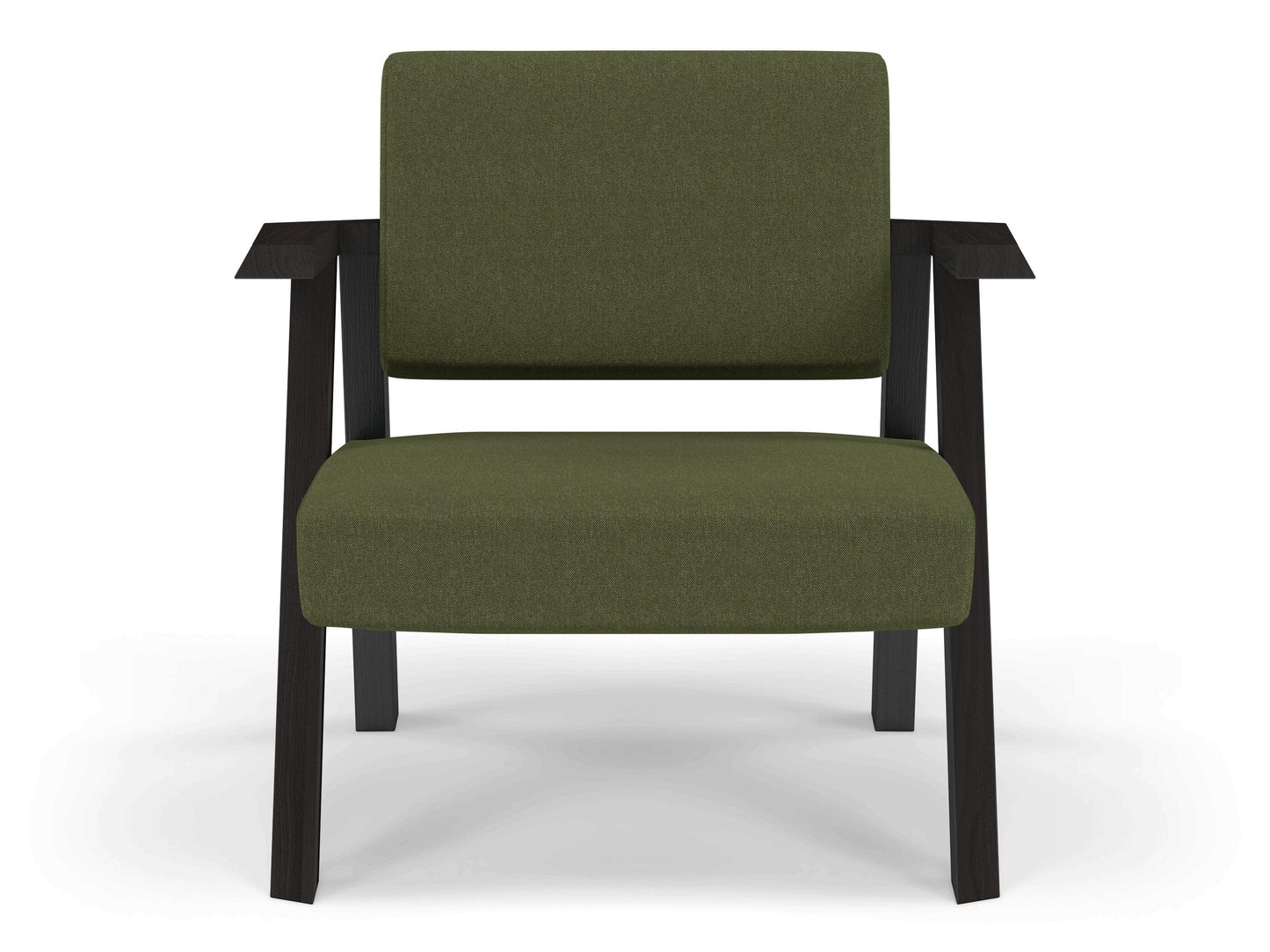 Classic Mid-century Design Armchair in Seaweed Green Fabric-Wenge Oak-Distinct Designs (London) Ltd