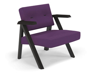 Classic Mid-century Design Armchair with Buttons in Deep Purple Fabric-Distinct Designs (London) Ltd
