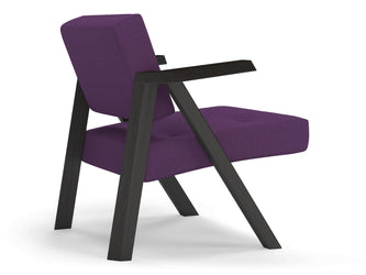 Classic Mid-century Design Armchair with Buttons in Deep Purple Fabric-Distinct Designs (London) Ltd