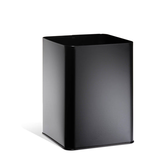 Modern Square Metal Waste Paper Basket 18.5L Plain Black-Black-Distinct Designs (London) Ltd