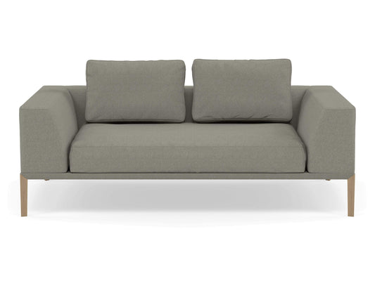 Modern 2 Seater Sofa with 2 Armrests in Silver Grey Fabric-Natural Oak-Distinct Designs (London) Ltd