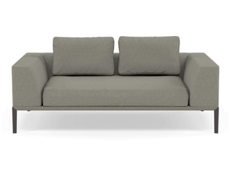 Modern 2 Seater Sofa with 2 Armrests in Silver Grey Fabric-Wenge Oak-Distinct Designs (London) Ltd