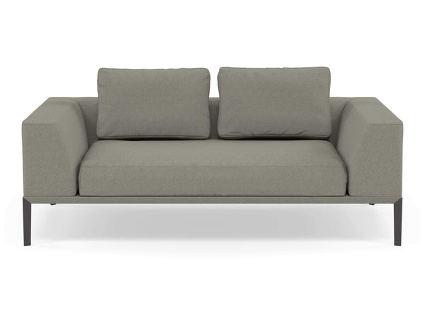 Modern 2 Seater Sofa with 2 Armrests in Silver Grey Fabric-Wenge Oak-Distinct Designs (London) Ltd
