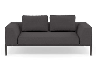 Modern 2 Seater Sofa with 2 Armrests in Slate Grey Fabric-Wenge Oak-Distinct Designs (London) Ltd