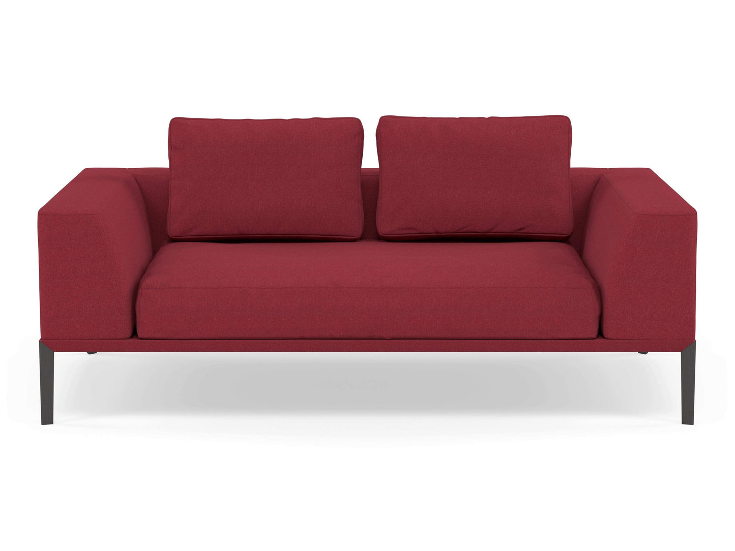 Modern 2 Seater Sofa with 2 Armrests in Rasberry Red Fabric-Wenge Oak-Distinct Designs (London) Ltd