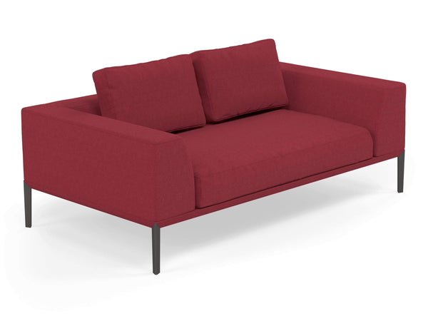 Modern 2 Seater Sofa with 2 Armrests in Rasberry Red Fabric-Distinct Designs (London) Ltd