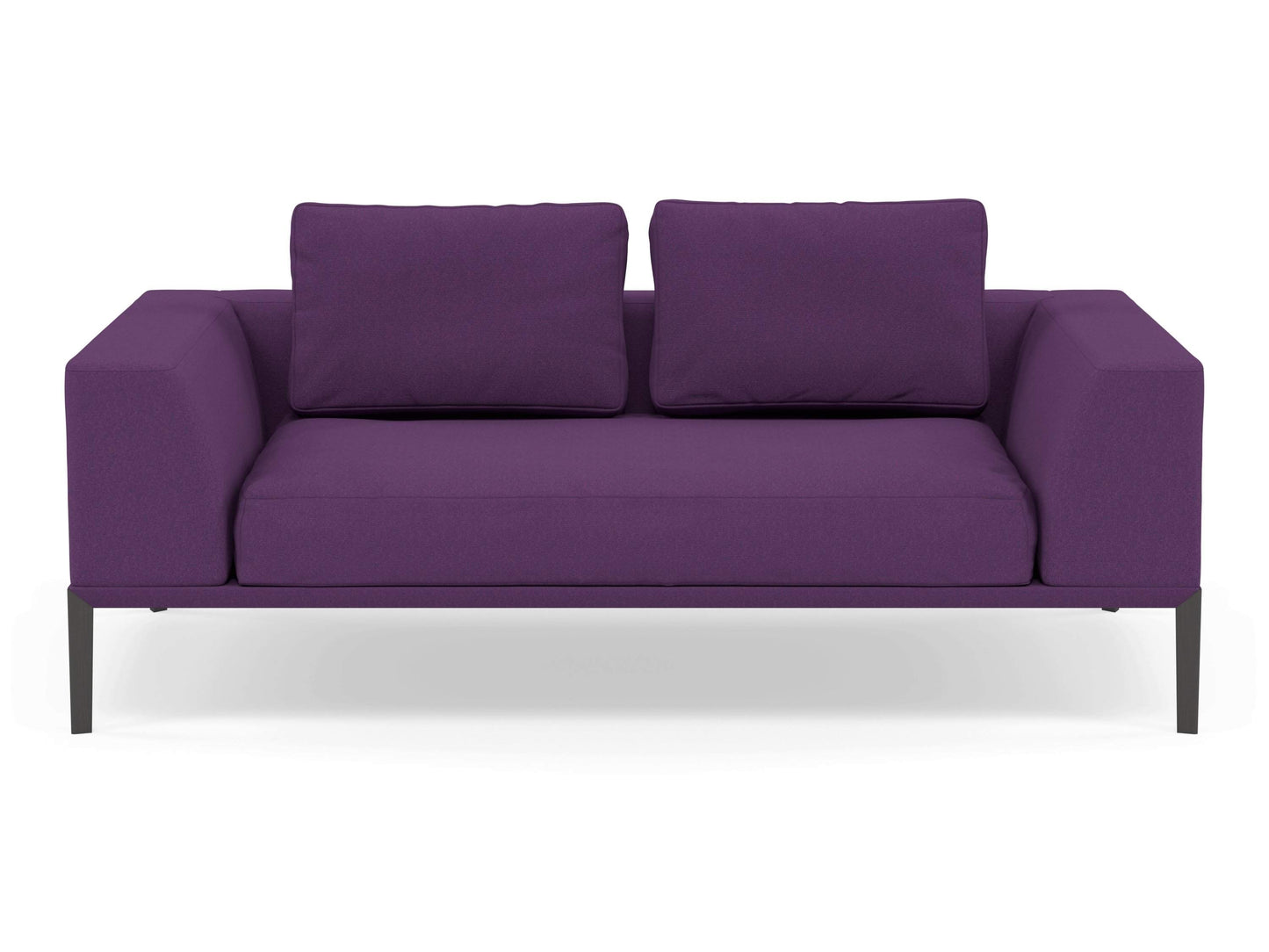 Modern 2 Seater Sofa with Armrests in Deep Purple Fabric-Wenge Oak-Distinct Designs (London) Ltd