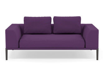 Modern 2 Seater Sofa with Armrests in Deep Purple Fabric-Wenge Oak-Distinct Designs (London) Ltd