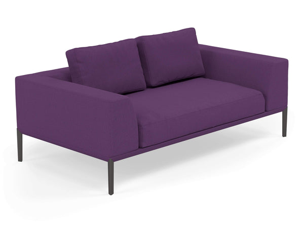 Modern 2 Seater Sofa with Armrests in Deep Purple Fabric-Distinct Designs (London) Ltd