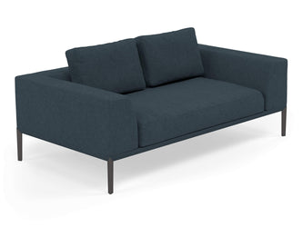 Modern 2 Seater Sofa with 2 Armrests in Denim Blue Fabric-Distinct Designs (London) Ltd