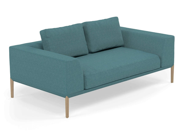 Modern 2 Seater Sofa with 2 Armrests in Teal Blue Fabric-Distinct Designs (London) Ltd