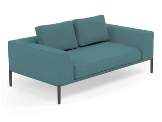 Modern 2 Seater Sofa with 2 Armrests in Teal Blue Fabric-Distinct Designs (London) Ltd