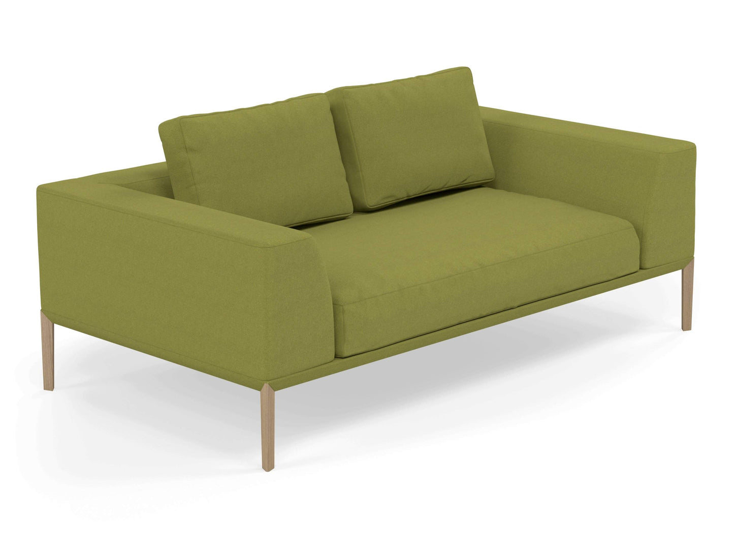 Modern 2 Seater Sofa with 2 Armrests in Lime Green Fabric-Distinct Designs (London) Ltd
