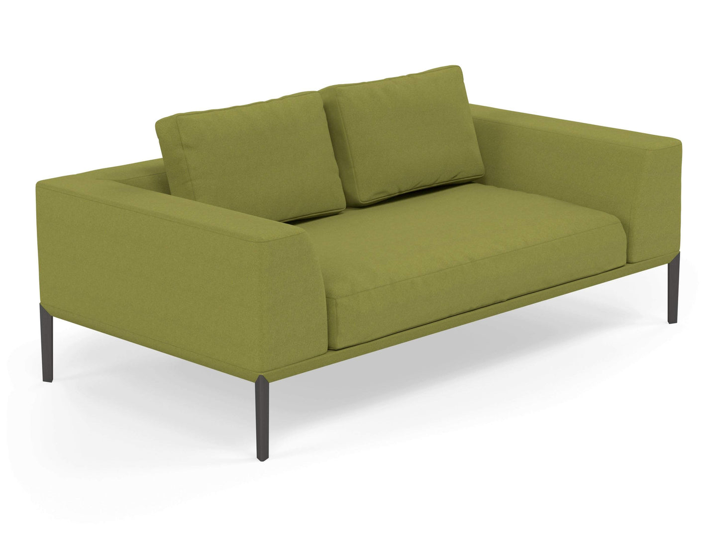 Modern 2 Seater Sofa with 2 Armrests in Lime Green Fabric-Distinct Designs (London) Ltd