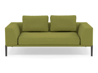 Modern 2 Seater Sofa with 2 Armrests in Lime Green Fabric-Wenge Oak-Distinct Designs (London) Ltd