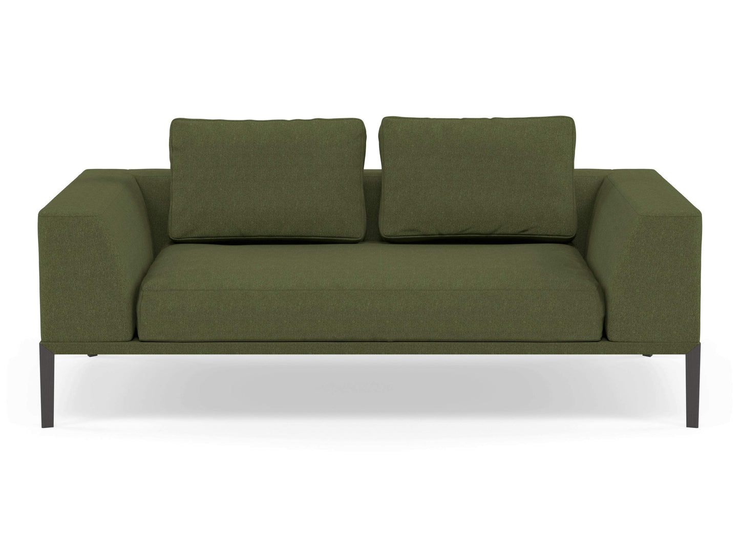 Modern 2 Seater Sofa with 2 Armrests in Seaweed Green Fabric-Wenge Oak-Distinct Designs (London) Ltd