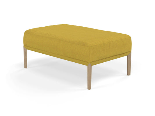 Modern Pouffe Footstool Ottoman Rectangular Seat 103x65cm in Vibrant Mustard Yellow Fabric-Natural Oak-Distinct Designs (London) Ltd