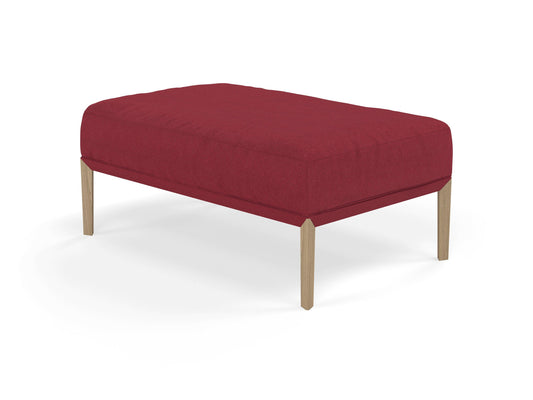 Modern Pouffe Footstool Ottoman Rectangular Seat 103x65cm in Rasberry Red Fabric-Natural Oak-Distinct Designs (London) Ltd