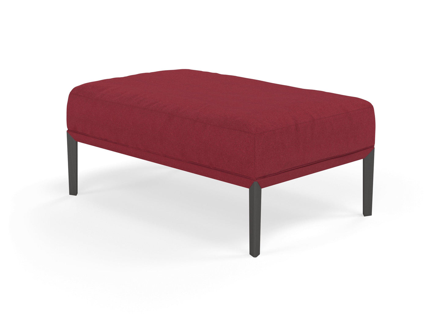 Modern Pouffe Footstool Ottoman Rectangular Seat 103x65cm in Rasberry Red Fabric-Wenge Oak-Distinct Designs (London) Ltd