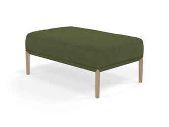 Modern Pouffe Footstool Ottoman Rectangular Seat 103x65cm in Seaweed Green Fabric-Natural Oak-Distinct Designs (London) Ltd