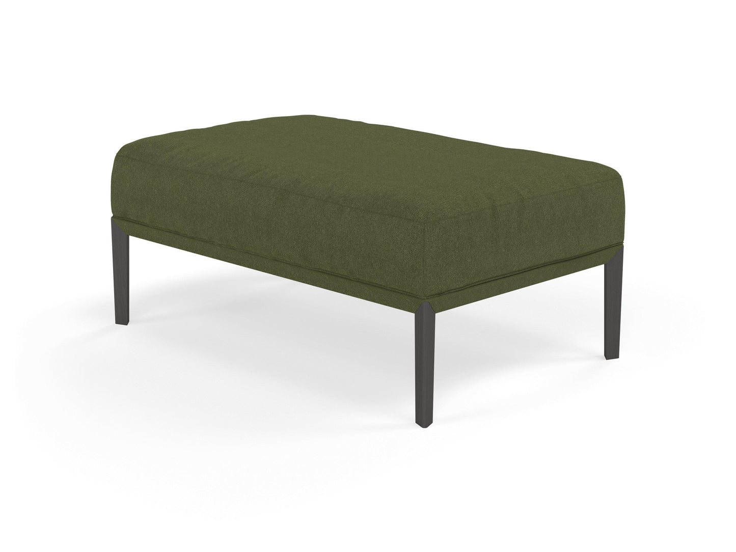 Modern Pouffe Footstool Ottoman Rectangular Seat 103x65cm in Seaweed Green Fabric-Wenge Oak-Distinct Designs (London) Ltd