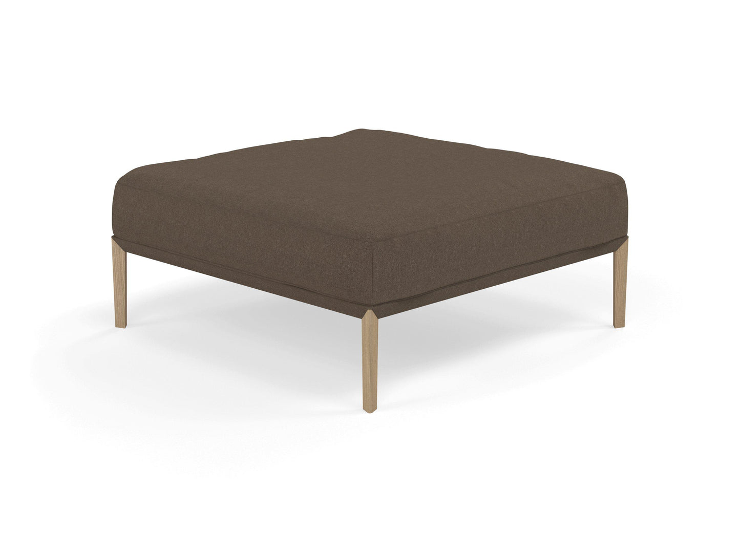 Modern Pouffe Footstool Ottoman Square Seat 103x103cm in Coffee Brown Fabric-Natural Oak-Distinct Designs (London) Ltd