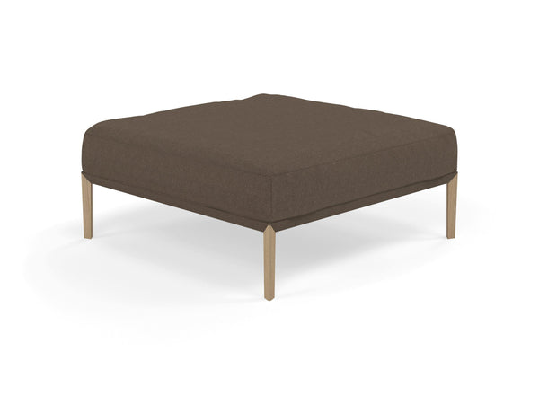 Modern Pouffe Footstool Ottoman Square Seat 103x103cm in Coffee Brown Fabric-Natural Oak-Distinct Designs (London) Ltd
